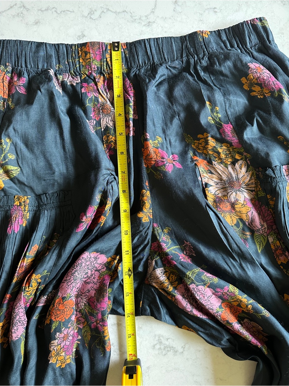 NATURAL LIFE Charcoal Wide-Leg Floral Palazzo Pants with Pink & Orange Blooms - Picture 8 of 8
